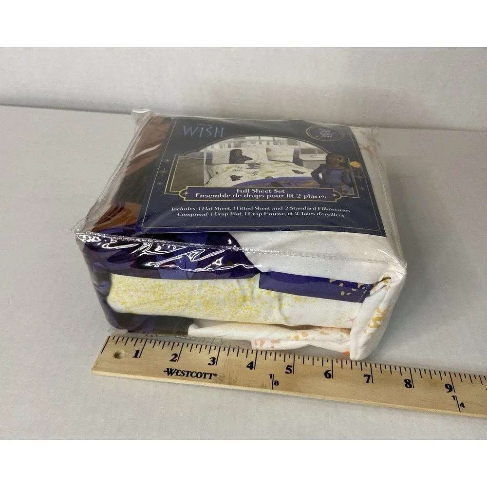 Disney Wish Asha Star Full Sheet‎ Set 4 Piece Super Soft Purple Gold NEW